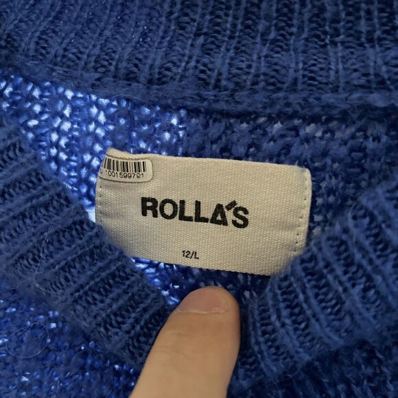 Rolla's Womens L Blue Laura Alpaca Blend Sweater Soft Knit Pullover - Picture 3 of 4